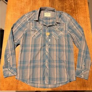 BKE Blue and Gray Plaid Casual Shirt NWT size large